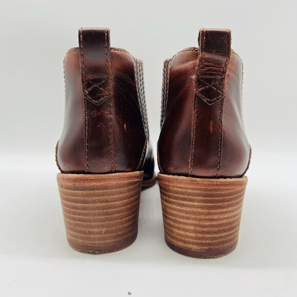 Madewell Boots Womens 8.5 Brown Leather Ankle Western Block Heel Festival Shoes - Picture 7 of 12